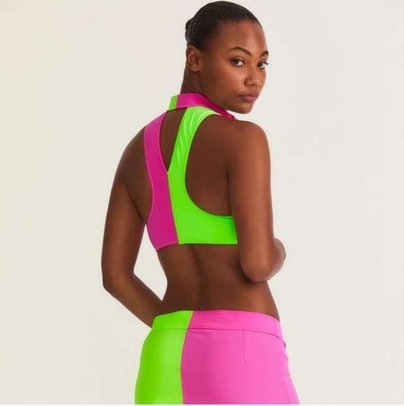 New LoveShackFancy x Hurley Max Solid Blocked High Neck Bikini Top NWT Small - Picture 12 of 17